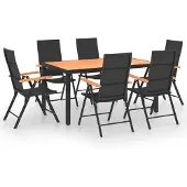 vidaXL Ensemble de jardin 7 pièces noir et brun