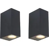 QAZQA Lot de 2 appliques murales modernes noires 2 lumières IP44 - Baleno