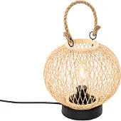 QAZQA Lampe de table d'extérieur rustique en rotin - Calamus