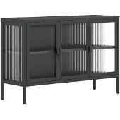 vidaXL Sideboard noir 105x35x70 cm verre et acier