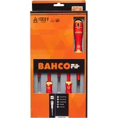 Bahco Insulated Fit Slotted And Phillips With Multi-component Handle Screwdriver Set 5 Units Rouge