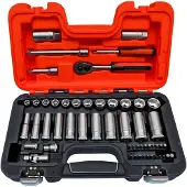 Bahco S330L - Jeu de douilles longues 6 pans 1/4'' et 3/8'' métrique et cliquet