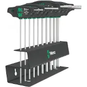 Wera 05023454001 Jeu De 10 Tournevis 454/10 HF Set Imperial 2 Hex-Plus À Poignée En T Dans Un Support Métallique