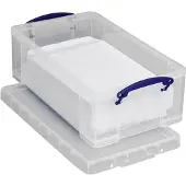 Really Useful Boîte de transport , volume 12 l, L 465 x l 250 x H 150 mm, empilable, avec couvercle &amp; poignées rabattables, PP, transparent