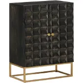 vidaXL Buffet Noir 55x34x75 cm Bois massif de manguier et fer