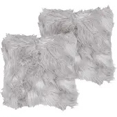 Beliani Coussin décoratif imitation fourrure gris clair 42 x 42 cm 2pcs LUBHA (45 x 45 cm)