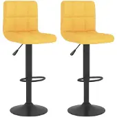 vidaXL Tabouret de bar 2 pcs. jaune moutarde Tissu