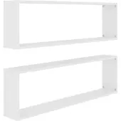 vidaXL Étagères cube murales 2 pcs blanc 100x15x30cm bois d'ingénierie