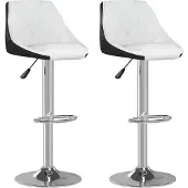 vidaXL Tabouret de bar 2 pcs. Blanc et noir similicuir