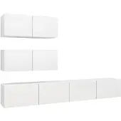 vidaXL Ensemble de 4 armoires TV blanc en bois composite