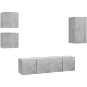 vidaXL Ensemble de 5 meubles TV en bois gris béton