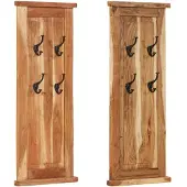 vidaXL Porte-manteaux 2 pcs Bois massif d'acacia 38x100 cm