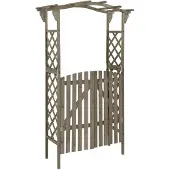 vidaXL Pergola avec portail 116x40x204 cm Gris Bois de sapin massif