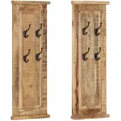 vidaXL Porte-manteaux 2 pcs Bois massif de manguier 38x100 cm