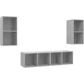 vidaXL Armoires murales TV 4 pcs. Gris béton Bois composite