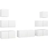 vidaXL Ensemble d'armoires TV 7 pièces blanc bois composite