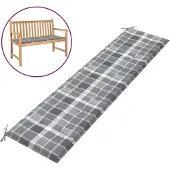 vidaXL Coussin de banc de jardin motif à carreaux gris 200x50x4 cm