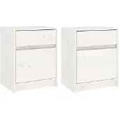 vidaXL Tables de chevet 2 pcs Blanc 40x31x50 cm Bois de pin massif