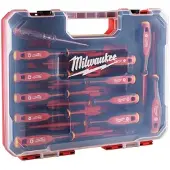 Milwaukee Jeu de 12 Tournevis VDE - - 4932479095 - Isolés 10 000 V - Poignées Tri-Lobe - Mallette Rigide