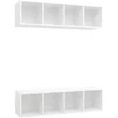 vidaXL Armoires murales TV 2 pcs. Blanc Bois composite