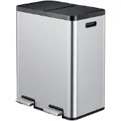 EKO - Essential 1 Recycler Poubelle à pédale 30+30 litres - Acier inoxydable Plastique - Acier inoxydable mat
