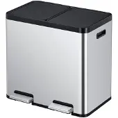 EKO - Essential 1 Recycler Poubelle à pédale 22+22 litres - Acier inoxydable Plastique - Acier inoxydable mat