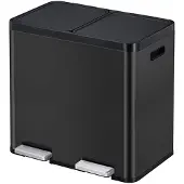 EKO - Essential 1 Recycler Poubelle à pédale 22+22 litres - Stainless Steel Plastic - Noir