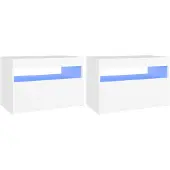 vidaXL Armoires TV avec lampes LED 2 pcs. Blanc 60x35x40cm