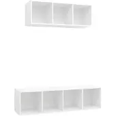 vidaXL Ensemble de 2 armoires TV blanc en bois composite