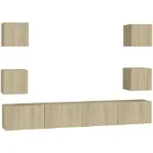 vidaXL Ensemble d'armoires TV 6 pièces en bois composite chêne Sonoma