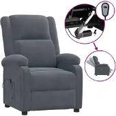 vidaXL Fauteuil relax électrique gris foncé velours