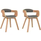 vidaXL Chaise de salle à manger 2 pcs. Gris clair Bois courbé et tissu