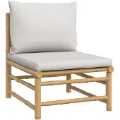 vidaXL Canapé de jardin central avec coussins gris clair en bambou