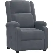 vidaXL Fauteuil relax gris foncé velours