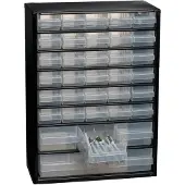 Raaco Magasin pour petites pièces Largeur 306 x profondeur 150 x hauteur 420mm 34 tiroirs avec trou de suspension Boîtier en acier / PP - 132091 CABINET C 34