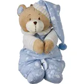 Noname Peluche ourson doux avec boite à musique - Modèle bleu - Avec système de fixation