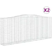 vidaXL Gabions avec arc surélevé 2 pcs. 400x50x160/180cm Fer galvanisé