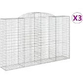vidaXL Gabions avec arc surélevé 3 pcs. 300x50x180/200cm Fer galvanisé