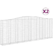 vidaXL Gabions avec arc surélevé 2 pcs. 400x30x140/160cm Fer galvanisé