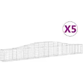 vidaXL Gabions avec arc surélevé 5 pcs. 400x30x40/60 cm Fer galvanisé