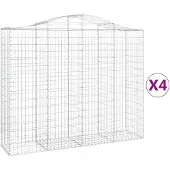 vidaXL Gabions avec arc surélevé 4 pcs. 200x50x160/180cm Fer galvanisé