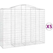 vidaXL Gabions avec arc surélevé 5 pcs. 200x50x160/180cm Fer galvanisé