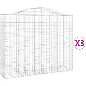 vidaXL Gabions avec arc surélevé 3 pcs. 200x50x160/180cm Fer galvanisé