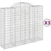 vidaXL Gabions avec arc surélevé 3 pcs. 200x50x160/180cm Fer galvanisé