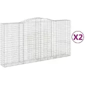 vidaXL Gabions avec arc surélevé 2 pcs. 400x50x200/220cm Fer galvanisé