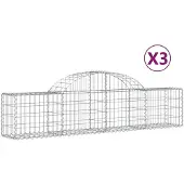 vidaXL Gabions avec arc surélevé 3 pcs. 200x30x40/60 cm Fer galvanisé