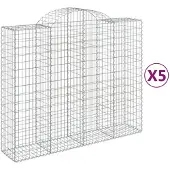 vidaXL Gabions avec arc surélevé 5 pcs. 200x50x160/180cm Fer galvanisé