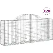 vidaXL Gabions avec arc surélevé 20 pcs. 200x30x80/100cm Fer galvanisé