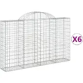 vidaXL Gabions avec arc surélevé 6 pcs. 200x30x120/140cm Fer galvanisé