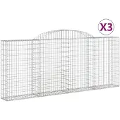 vidaXL Gabions avec arc surélevé 3 pcs. 300x30x120/140cm Fer galvanisé